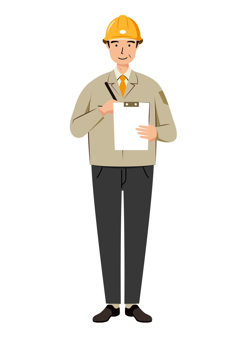 現場監督 (Site Supervisor) イラスト - シニア・記入・黄色ヘルメット・塗り | イラストれいと