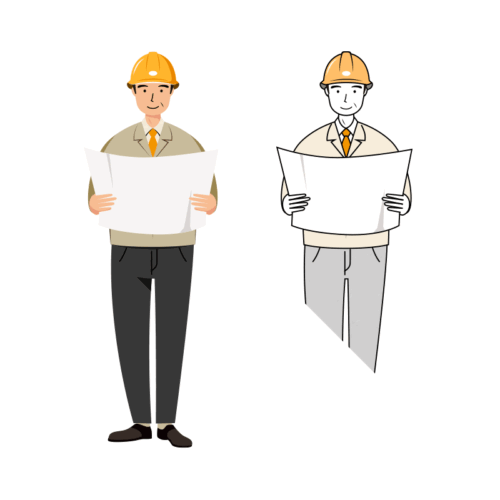 現場監督 (Site Supervisor) イラスト - シニア・確認・黄色ヘルメット | イラストれいと