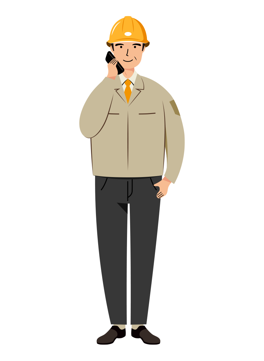 現場監督 (Site Supervisor) イラスト - シニア・会話・黄色ヘルメット・塗り | イラストれいと