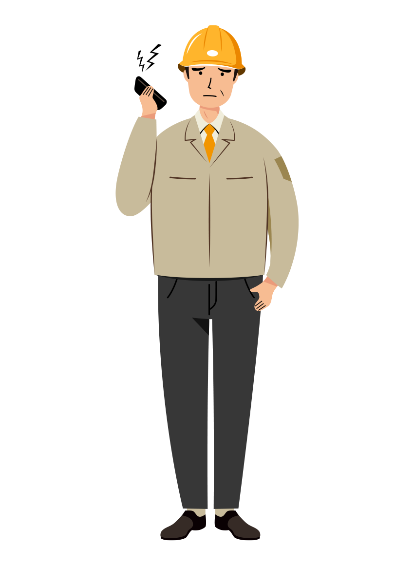 現場監督 (Site Supervisor) イラスト - シニア・クレーム対応・黄色ヘルメット・塗り | イラストれいと