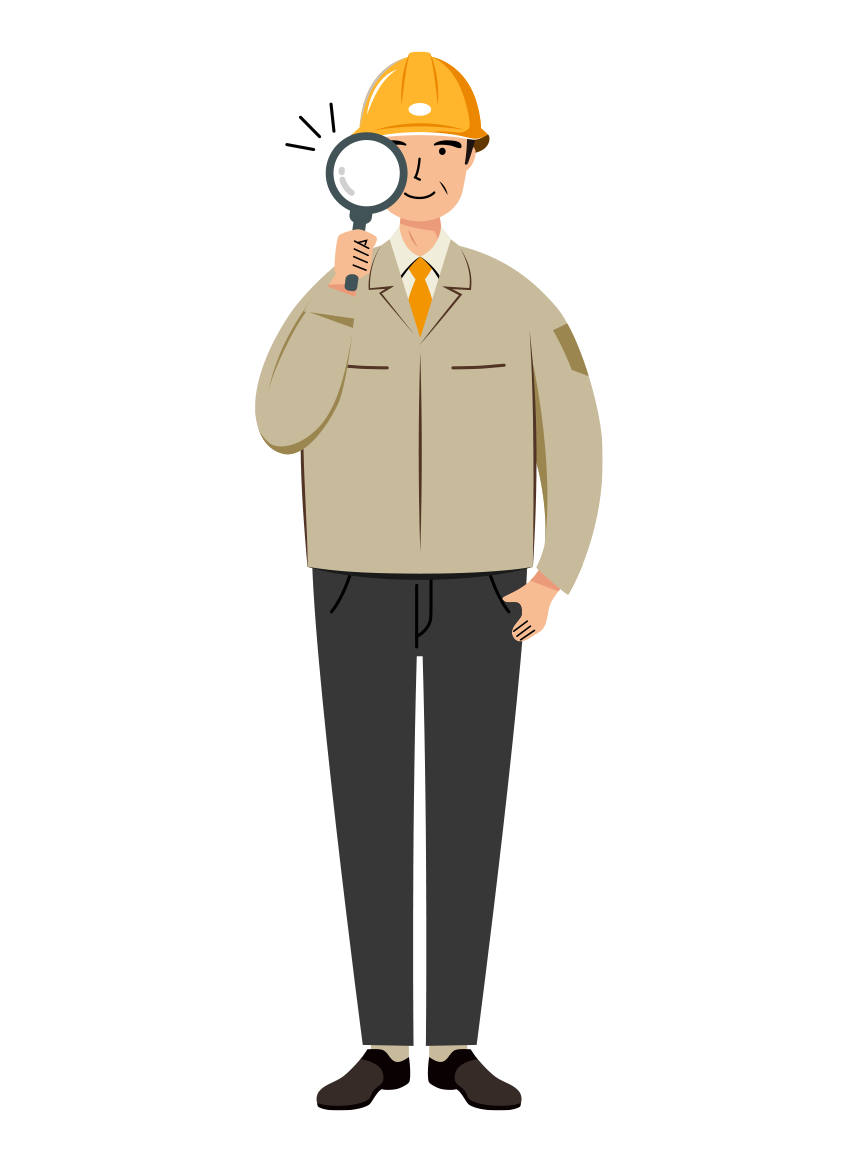 現場監督 (Site Supervisor) イラスト - シニア・チェック作業・黄色ヘルメット・塗り | イラストれいと