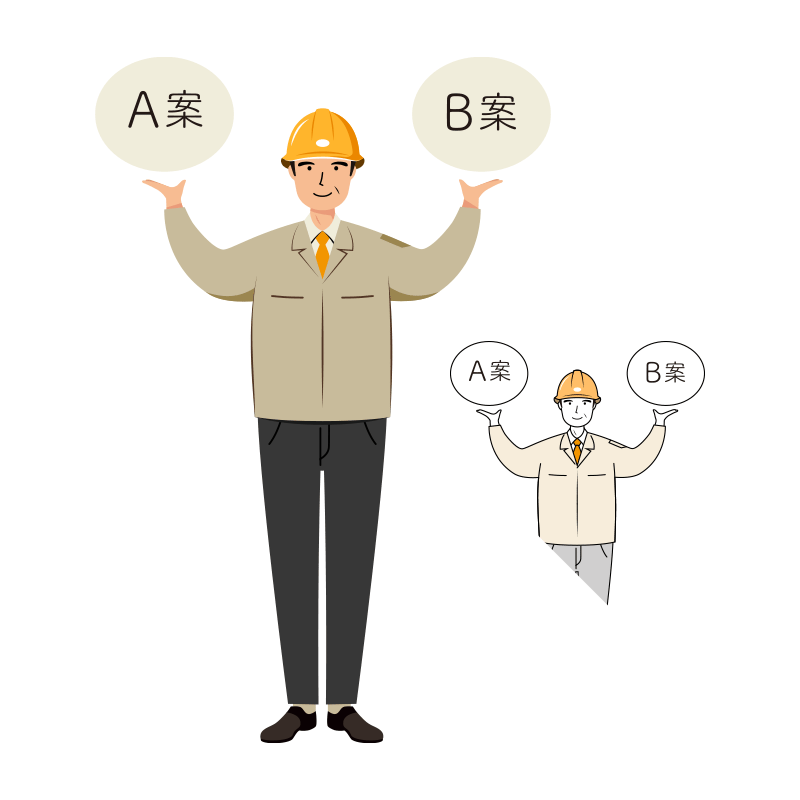 現場監督 (Site Supervisor) イラスト - シニア・提示・黄色ヘルメット | イラストれいと