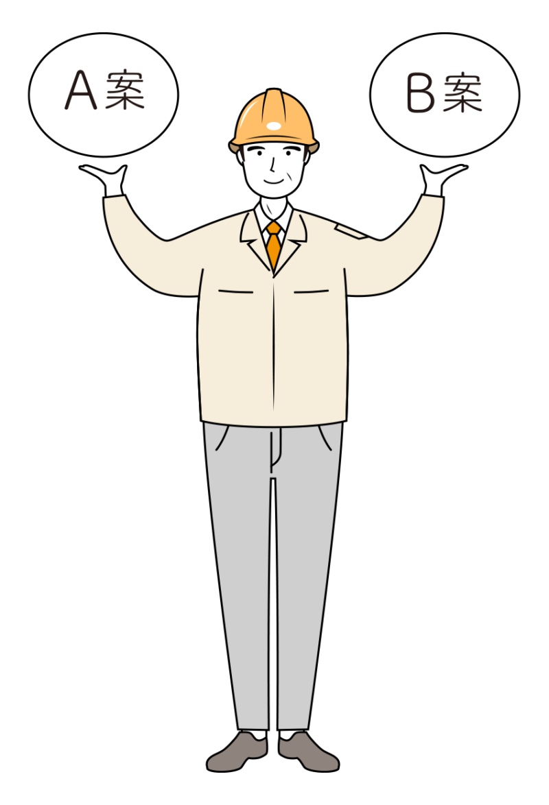 現場監督 (Site Supervisor) イラスト - シニア・提示・黄色ヘルメット・線画 | イラストれいと