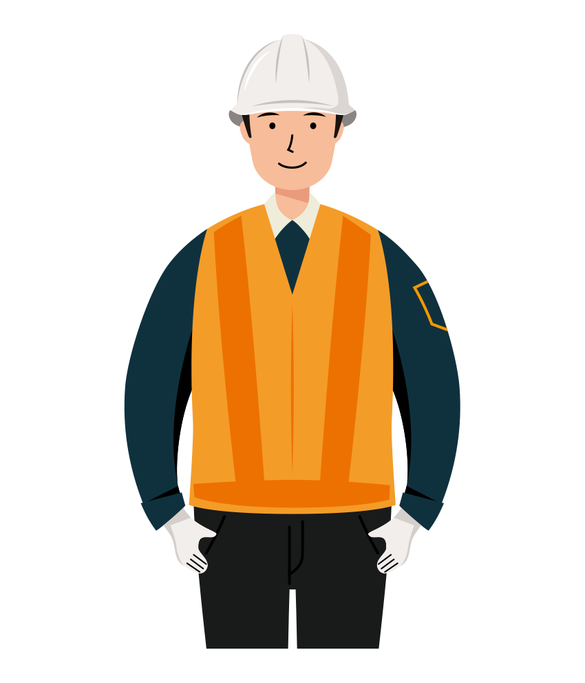 交通誘導員 イラスト - 男性・反射ベスト・上半身・塗り | イラストれいと