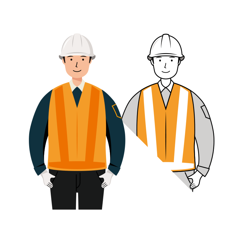 交通誘導員 イラスト - 男性・反射ベスト・上半身 | イラストれいと