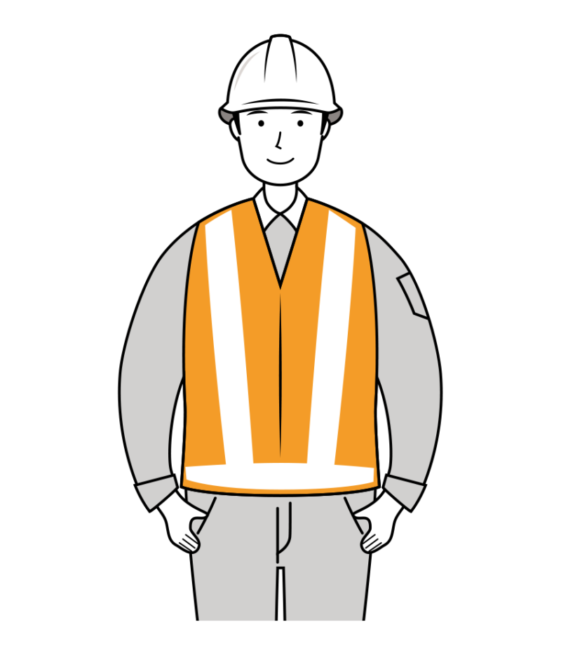 交通誘導員 イラスト - 男性・反射ベスト・上半身・線画 | イラストれいと