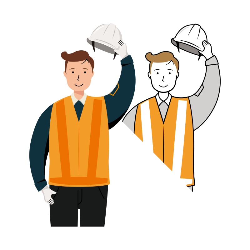 交通誘導員 イラスト - 男性・挨拶・反射ベスト・上半身 | イラストれいと