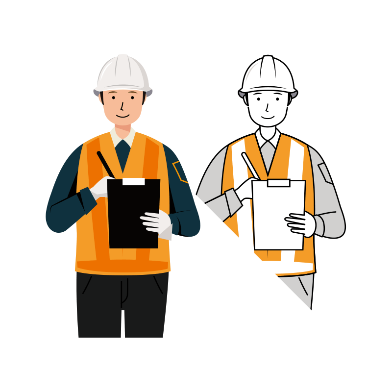 交通誘導員 イラスト - 男性・日報記録・反射ベスト・上半身 | イラストれいと