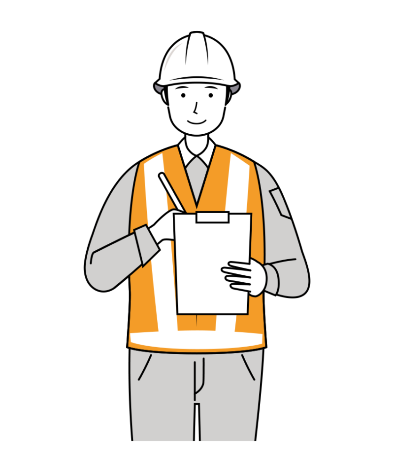 交通誘導員 イラスト - 男性・日報記録・反射ベスト・上半身・線画 | イラストれいと