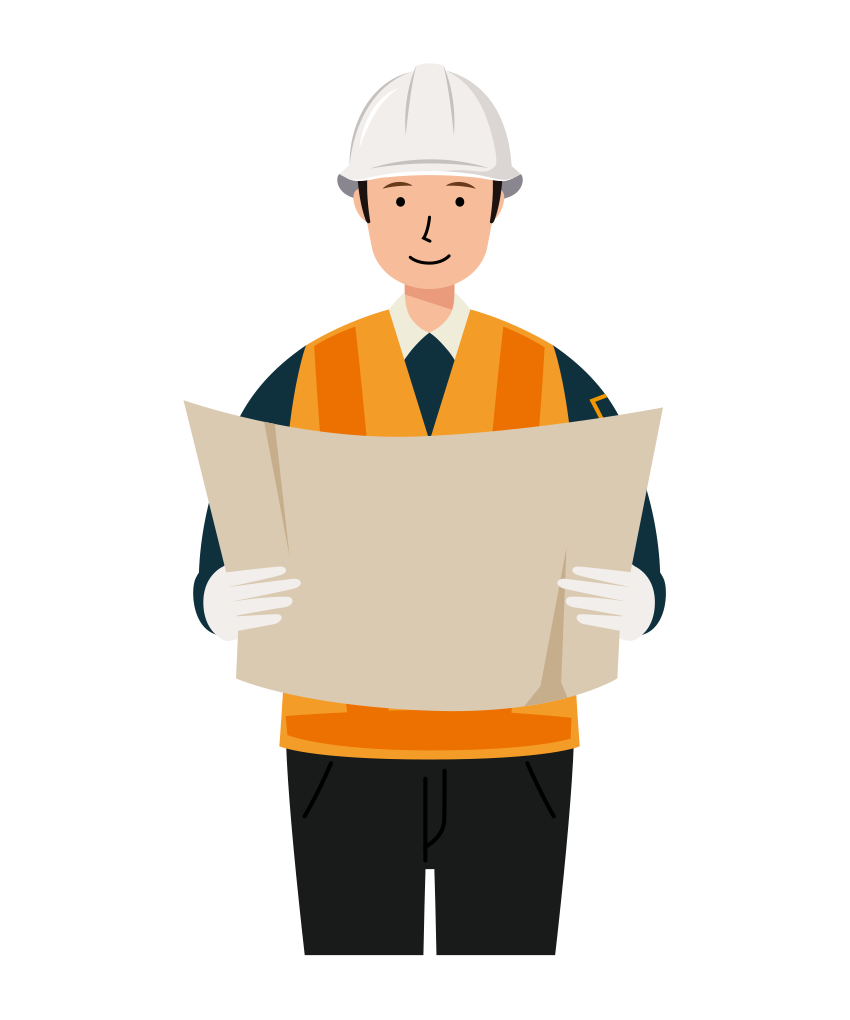 交通誘導員 イラスト - 男性・確認・反射ベスト・上半身・塗り | イラストれいと