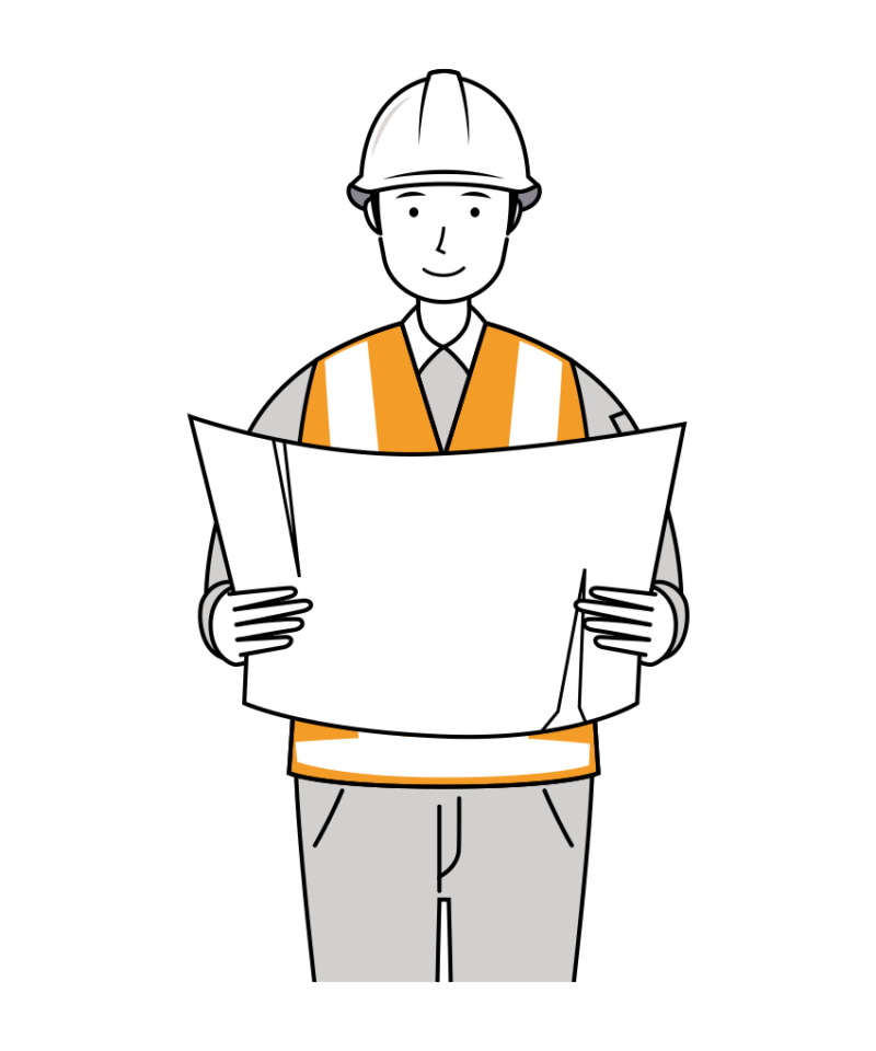 交通誘導員 イラスト - 男性・確認・反射ベスト・上半身・線画 | イラストれいと