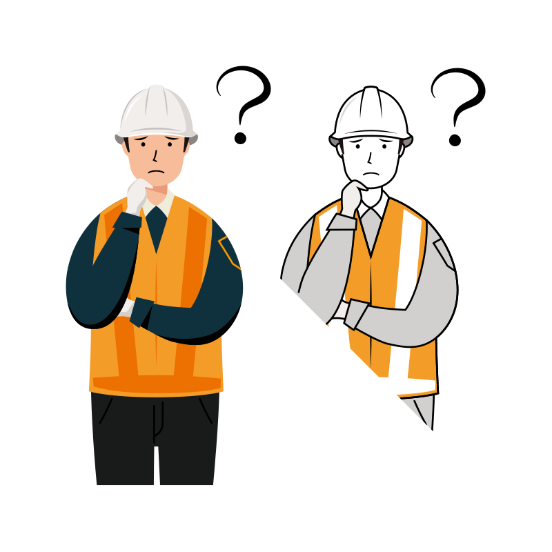 交通誘導員 イラスト - 男性・考える・反射ベスト・上半身 | イラストれいと