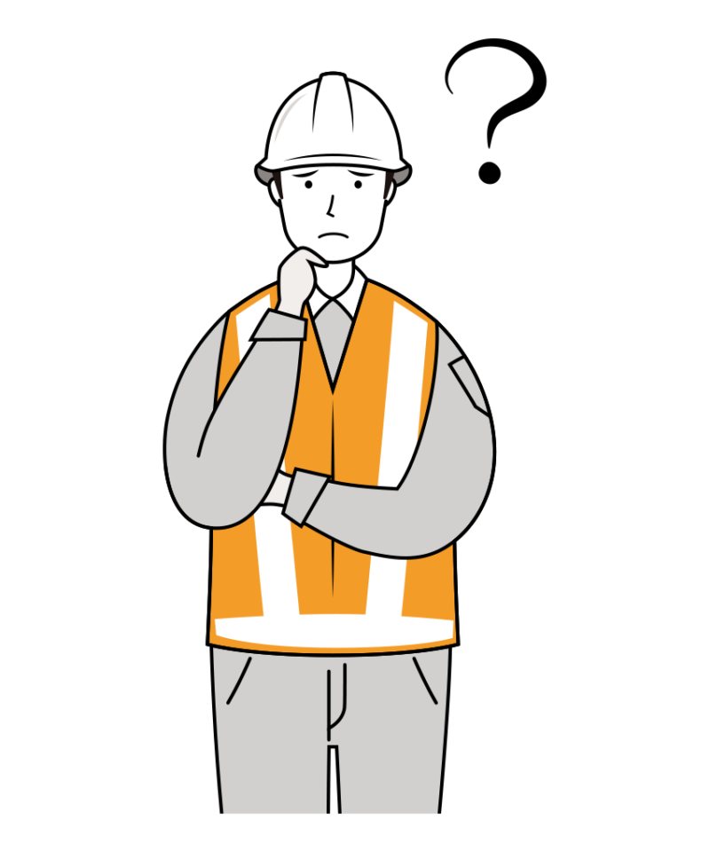 交通誘導員 イラスト - 男性・考える・反射ベスト・上半身・線画 | イラストれいと