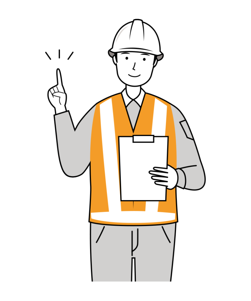 交通誘導員 イラスト - 男性・説明・反射ベスト・上半身・線画 | イラストれいと