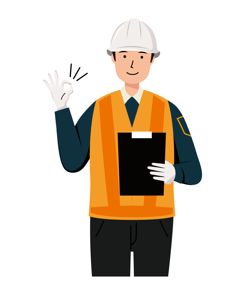 交通誘導員 イラスト - 男性・OKサイン・反射ベスト・上半身・塗り | イラストれいと