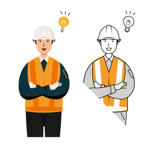 交通誘導員 イラスト - 男性・ひらめき・反射ベスト・上半身 | イラストれいと