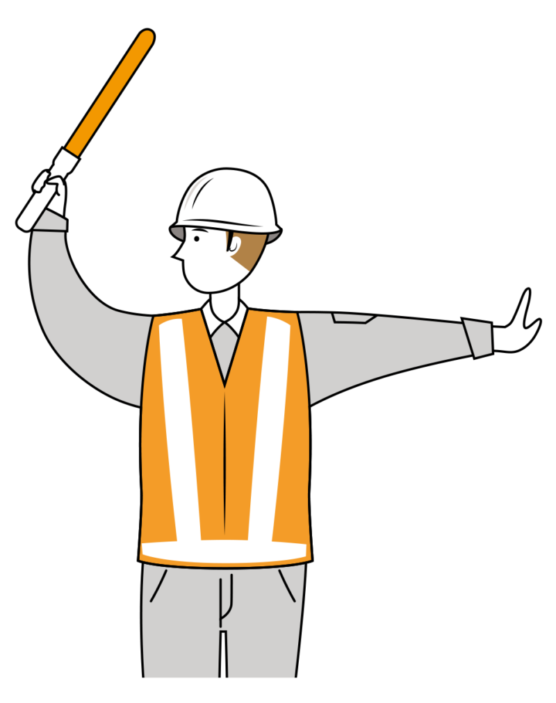 交通誘導員 イラスト - 男性・交通整理・反射ベスト・上半身・線画 | イラストれいと