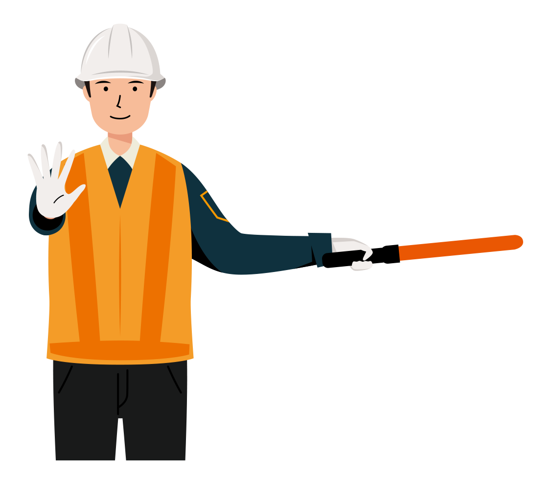 交通誘導員 イラスト - 男性・車両停止・反射ベスト・上半身・塗り | イラストれいと