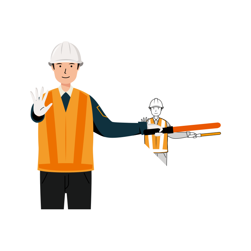 交通誘導員 イラスト - 男性・車両停止・反射ベスト・上半身 | イラストれいと