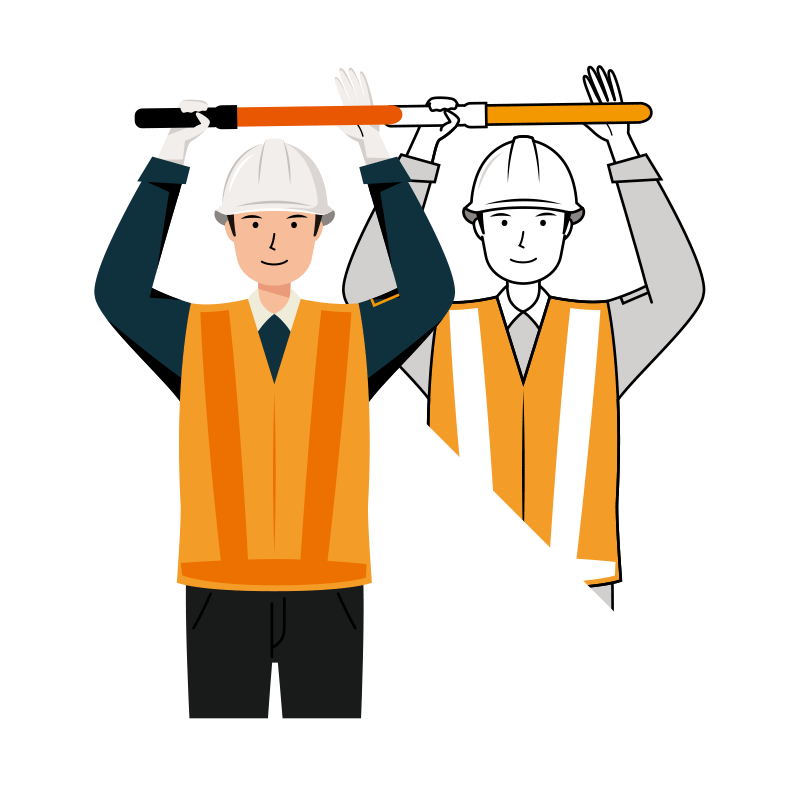 交通誘導員 イラスト - 男性・正面停止・反射ベスト・上半身 | イラストれいと