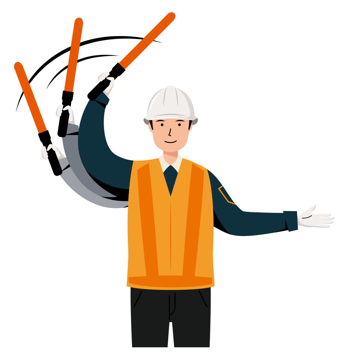 交通誘導員 イラスト - 男性・進行・反射ベスト・上半身・塗り | イラストれいと