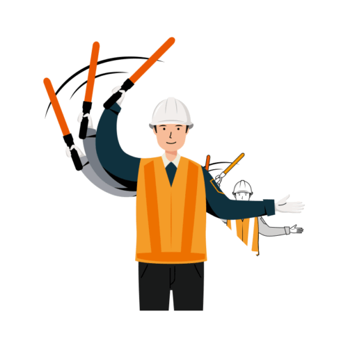 交通誘導員 イラスト - 男性・進行・反射ベスト・上半身 | イラストれいと