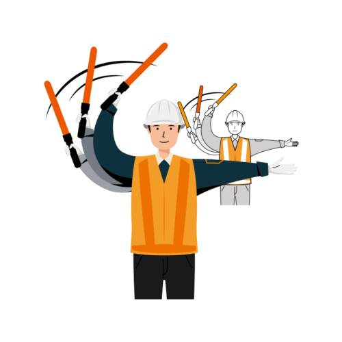 交通誘導員 イラスト - 男性・進行合図・反射ベスト・上半身 | イラストれいと