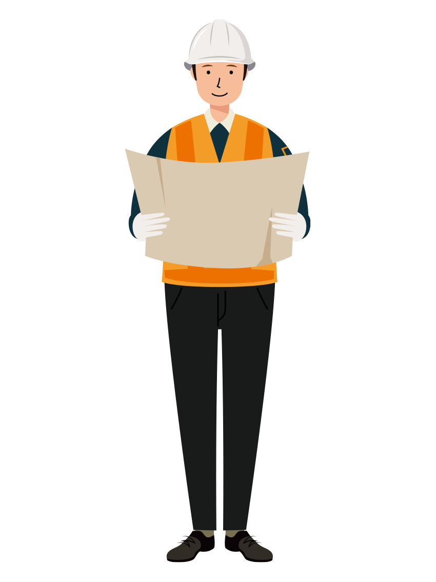 交通誘導員 イラスト - 男性・確認・反射ベスト・全身・塗り | イラストれいと