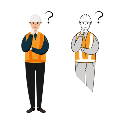 交通誘導員 イラスト - 男性・考える・反射ベスト・全身 | イラストれいと