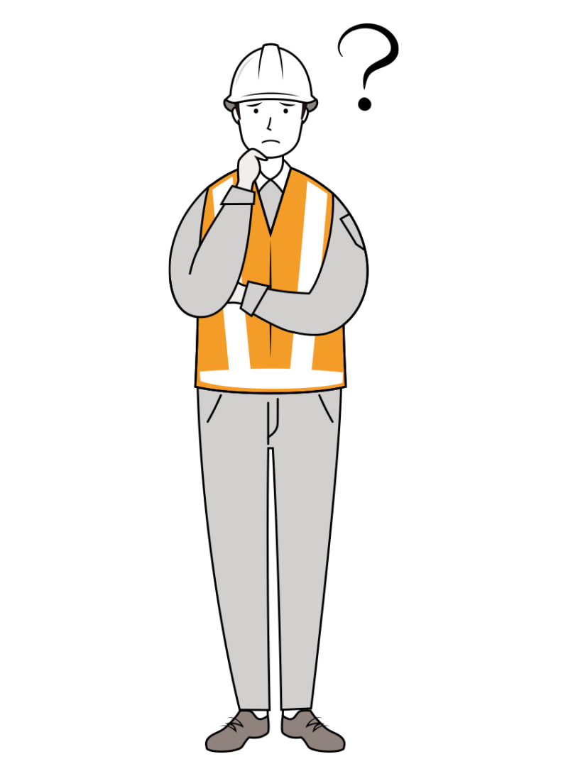 交通誘導員 イラスト - 男性・考える・反射ベスト・全身・線画 | イラストれいと