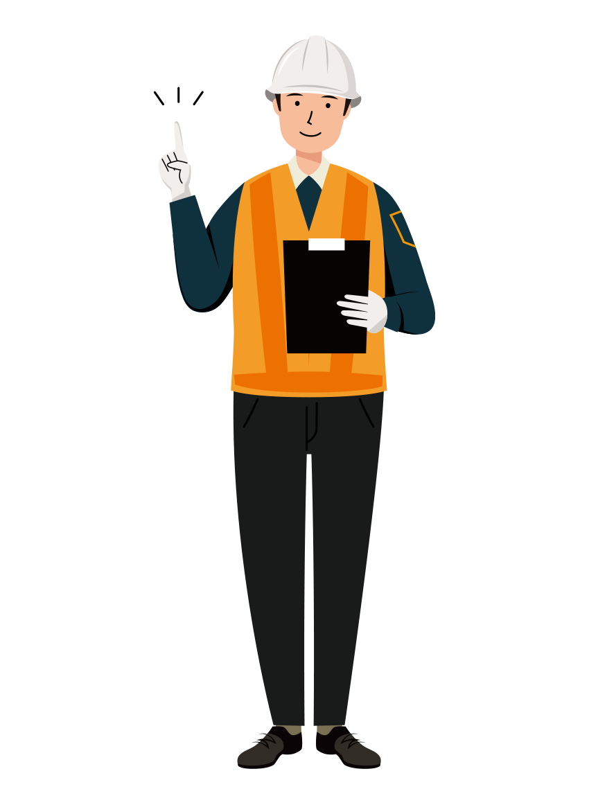 交通誘導員 イラスト - 男性・説明・反射ベスト・全身・塗り | イラストれいと