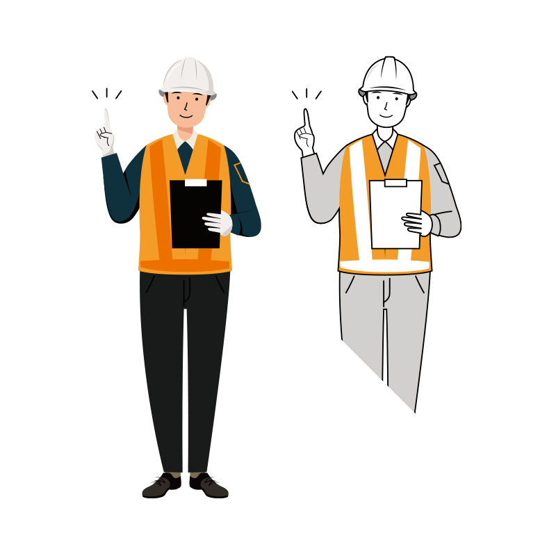 交通誘導員 イラスト - 男性・説明・反射ベスト・全身 | イラストれいと