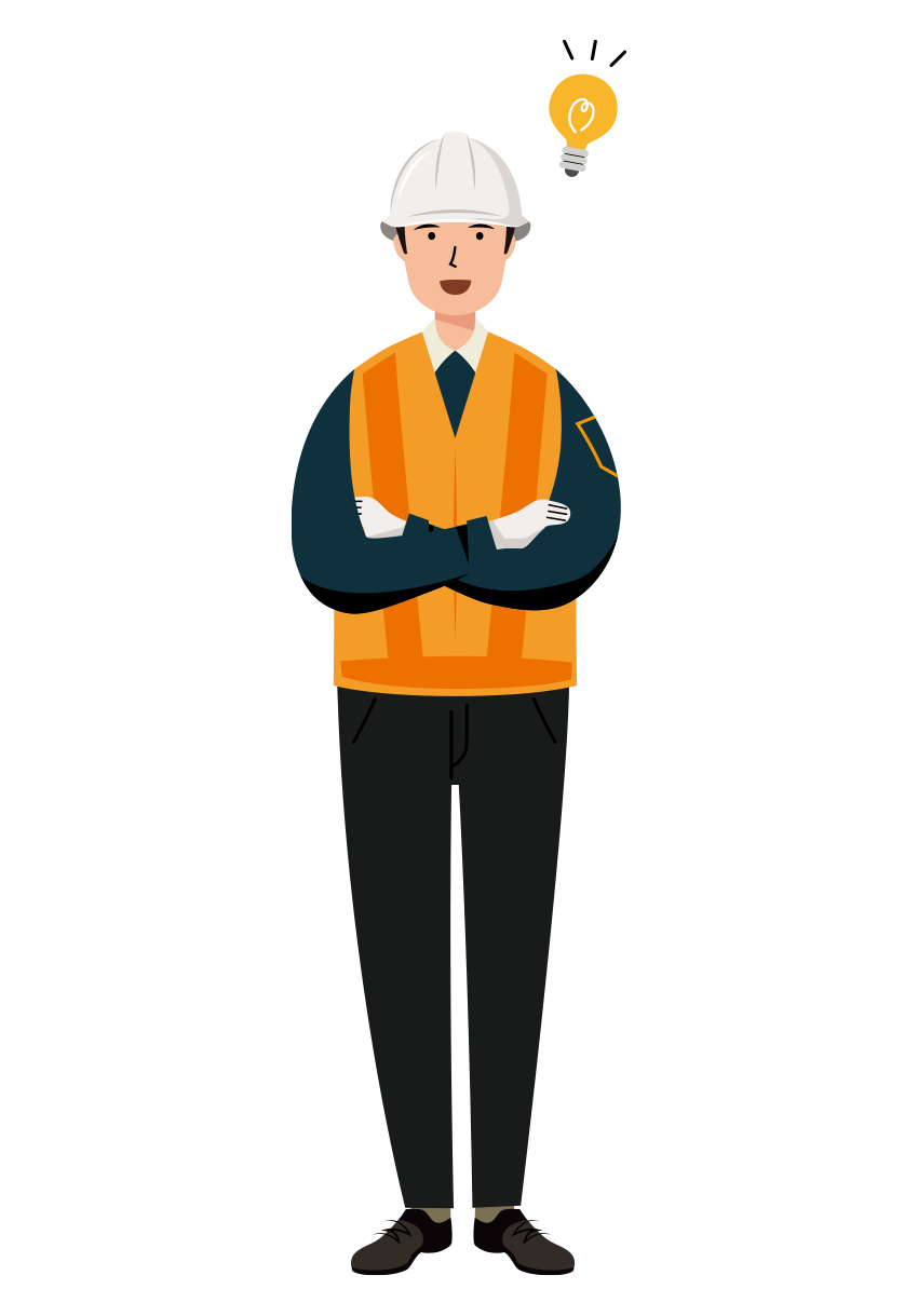 交通誘導員 イラスト - 男性・ひらめき・反射ベスト・全身・塗り | イラストれいと