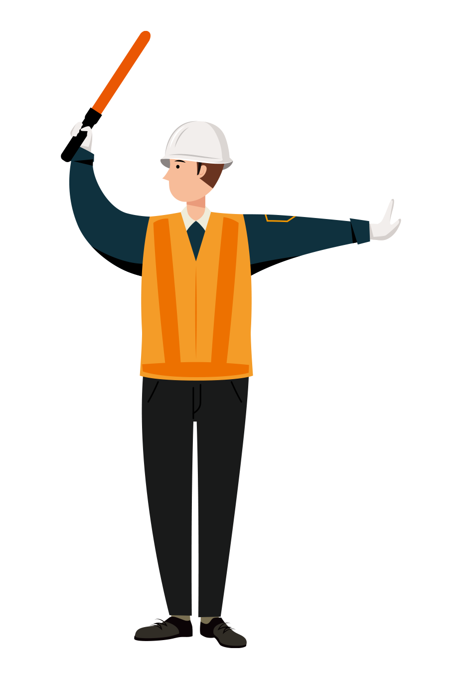 交通誘導員 イラスト - 男性・交通整理・反射ベスト・全身・塗り | イラストれいと