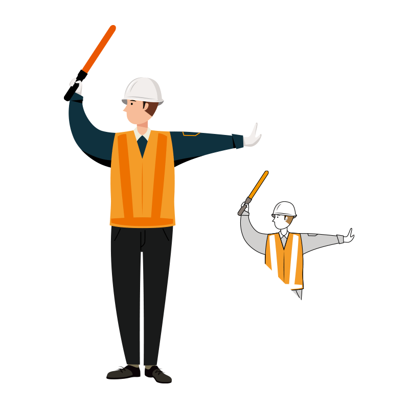 交通誘導員 イラスト - 男性・交通整理・反射ベスト・全身 | イラストれいと