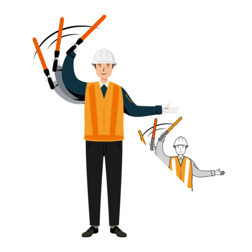 交通誘導員 イラスト - 男性・進行・反射ベスト・全身 | イラストれいと