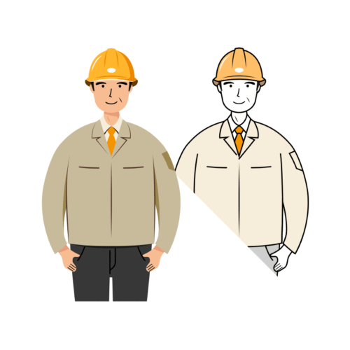 現場監督 イラスト - シニア・黄色ヘルメット・上半身 | イラストれいと