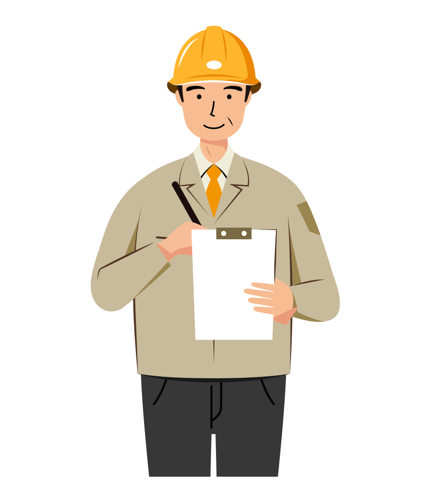 現場監督 イラスト - シニア・記入・黄色ヘルメット・上半身・塗り | イラストれいと