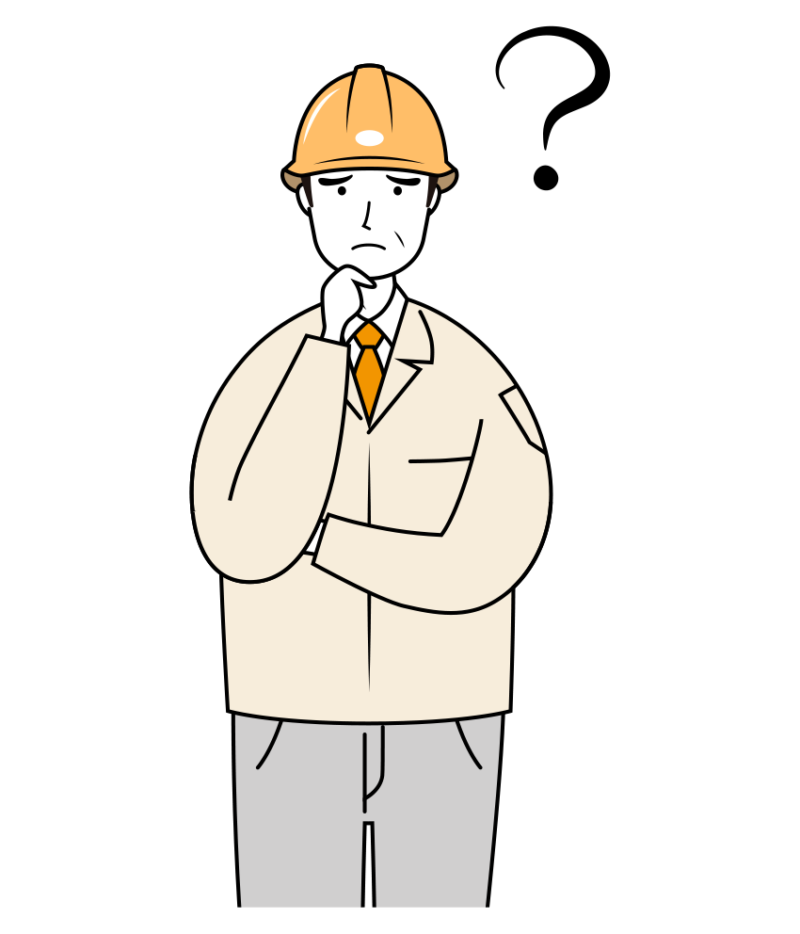現場監督 イラスト - シニア・考える・黄色ヘルメット・上半身・線画 | イラストれいと