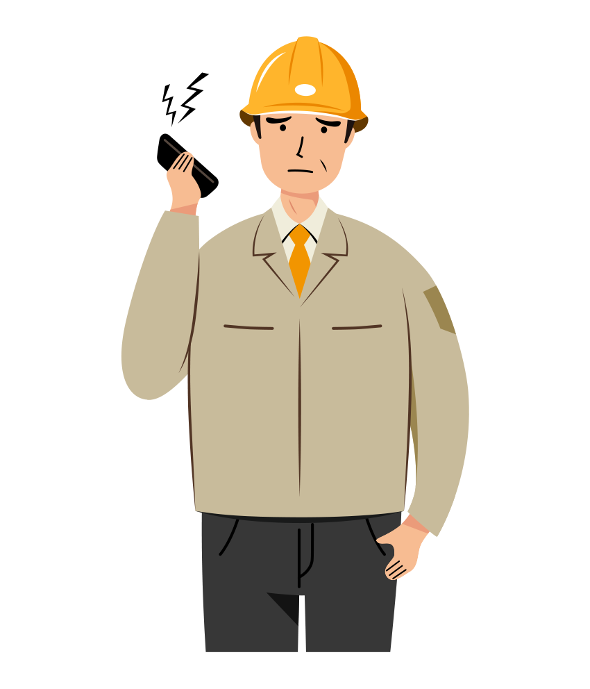 現場監督 イラスト - シニア・クレーム対応・黄色ヘルメット・上半身・塗り | イラストれいと