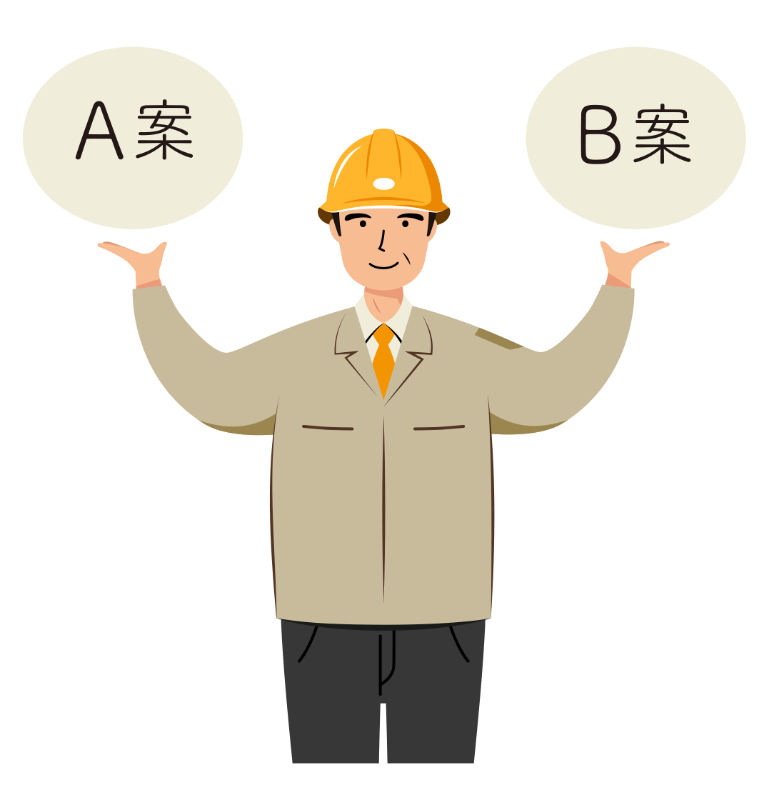 現場監督 イラスト - シニア・提示・黄色ヘルメット・上半身・塗り | イラストれいと