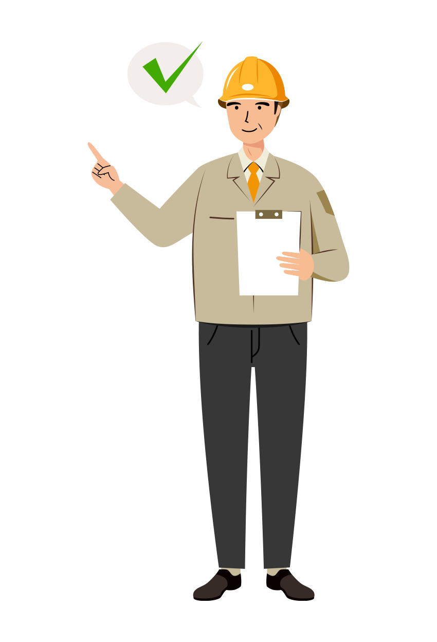 現場監督 (Site Supervisor) イラスト - シニア・安全確認・黄色ヘルメット・カラー | イラストれいと