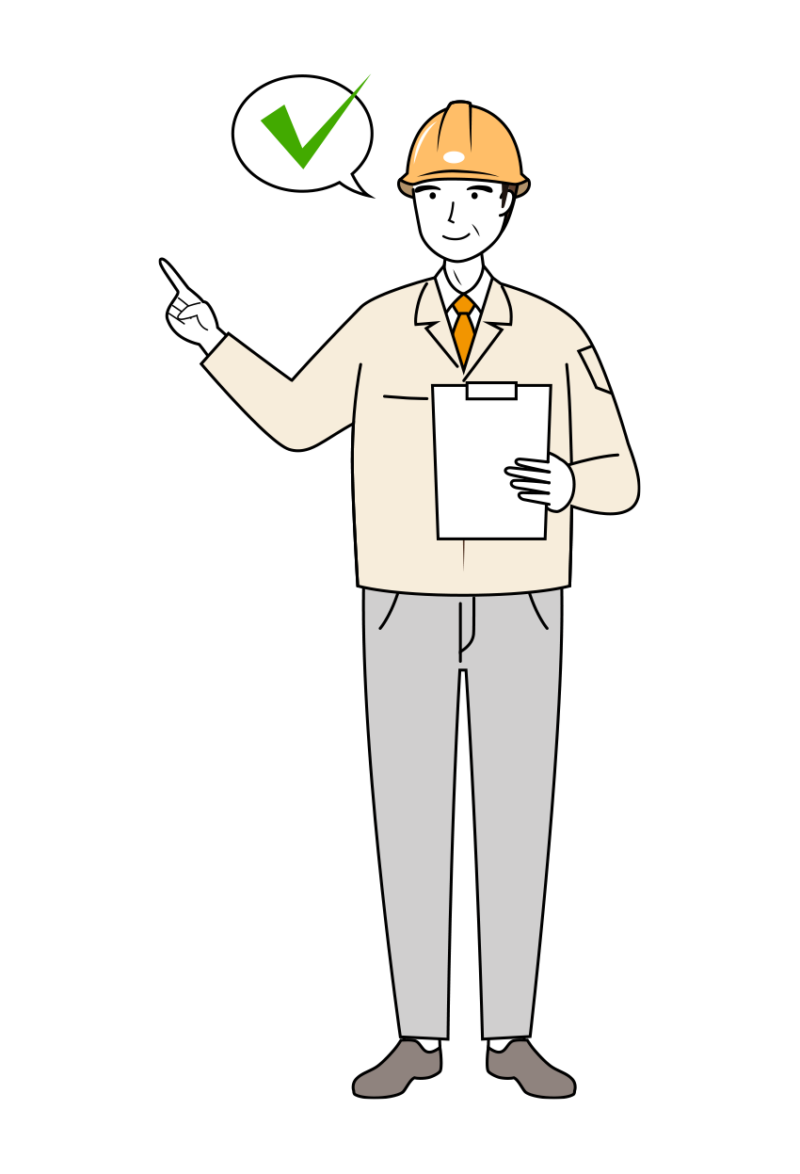 現場監督 (Site Supervisor) イラスト - シニア・安全確認・黄色ヘルメット・線画 | イラストれいと