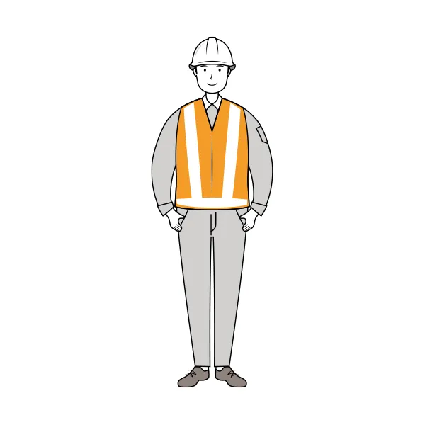 交通誘導員 イラスト | 無料・男性・線画・全身[TCML001-L] | イラストれいと