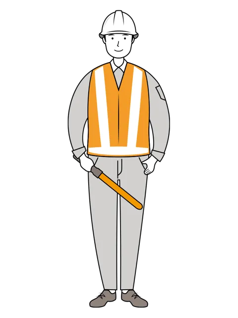 交通誘導員 イラスト | 無料・男性・線画・全身[TCML004-01-L] | イラストれいと