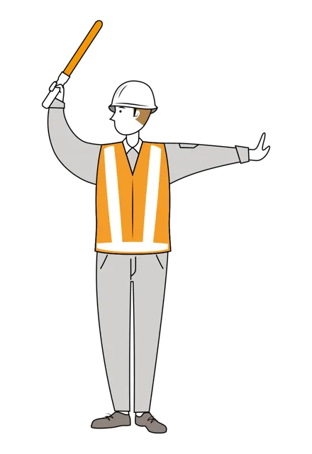 交通誘導員 イラスト | 無料・男性・線画・全身[TCML012-01-L] | イラストれいと