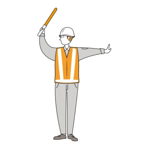 交通誘導員 イラスト | 無料・男性・線画・全身[TCML012-L] | イラストれいと