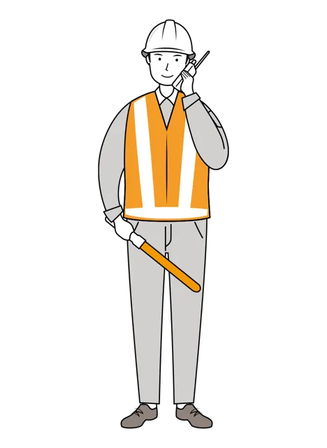 交通誘導員 イラスト | 無料・男性・線画・全身[TCML013-01-L] | イラストれいと