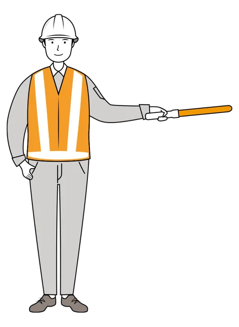 交通誘導員 イラスト | 無料・男性・線画・全身[TCML014-01-L] | イラストれいと