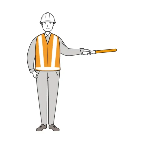交通誘導員 イラスト | 無料・男性・線画・全身[TCML014-L] | イラストれいと